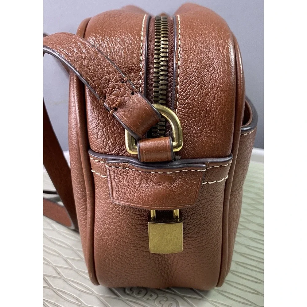 J CREW Women's Signet Crossbody Purse Chestnut‎ Brown Italian leather Bag 6x8x3